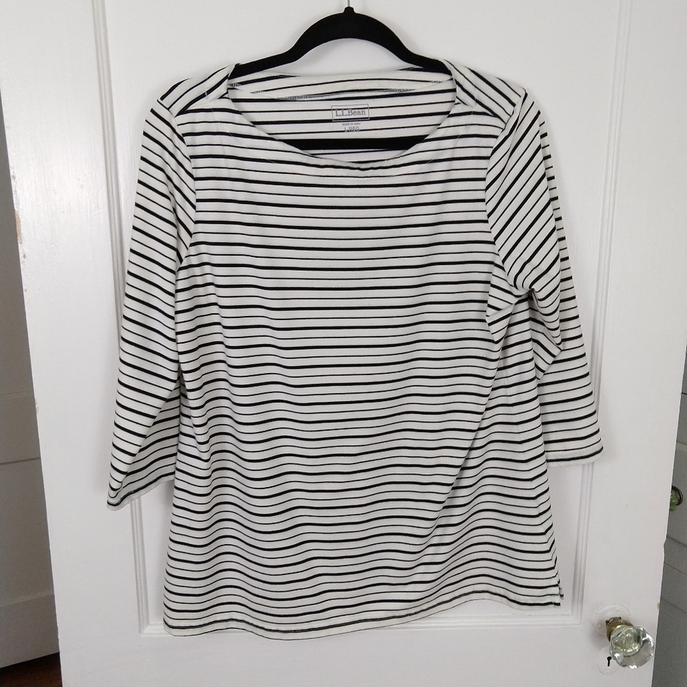 Horizontal Striped 3/4 Sleeve Blouse